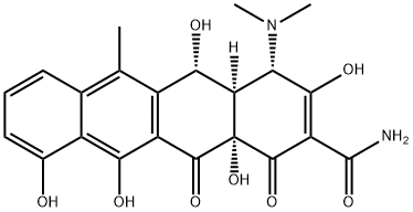 (4S,4aR,5R,12aS)-4-(dimethylamino)-3,5,10,11,12a-pentahydroxy-6-methyl-1,12-dioxo-1,4,4a,5,12,12a-hexahydrotetracene-2-carboxamide 化学構造式