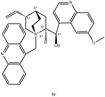 Cinchonanium, 1-(9-acridinylmethyl)-9-hydroxy-6'-methoxy-, bromide (1:1), (8α,9R)- Struktur