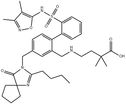 Butanoic acid, 4-[[[4-[(2-butyl-4-oxo-1,3-diazaspiro[4.4]non-1-en-3-yl)methyl]-2'-[[(3,4-dimethyl-5-isoxazolyl)amino]sulfonyl][1,1'-biphenyl]-2-yl]methyl]amino]-2,2-dimethyl- Structure