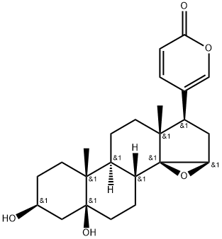 3β,5β-ジヒドロキシ-14β,15β-エポキシブファ-20,22-ジエノリド 化学構造式