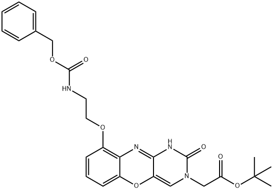 3H-Pyrimido[5,4-b][1,4]benzoxazine-3-acetic acid, 1,2-dihydro-2-oxo-9-[2-[[(phenylmethoxy)carbonyl]amino]ethoxy]-, 1,1-dimethylethyl ester Structure