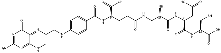 N-[4-[[(2-氨基-3,4-二氢-4-氧代-6-蝶啶基)甲基]氨基]苯甲酰基]-D-Γ-谷氨酰基-(2S)-2-氨基-Β-丙氨酰基-L-Α-天冬氨酰基-L-半胱氨酸, 479578-27-3, 结构式