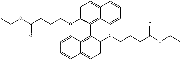 DIETHYL (R)-4,4′-([1,1′-BINAPHTHALENE]-2,2′-DIYLBIS(OXY))DIBUTYRATE, 484670-40-8, 结构式