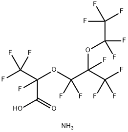 Propanoic acid, 2,3,3,3-tetrafluoro-2-[1,1,2,3,3,3-hexafluoro-2-(1,1,2,2,2-pentafluoroethoxy)propoxy]-, ammonium salt (1:1) Struktur