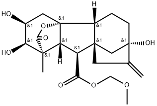 (1S,2R,3S,4aR,4bR,7S,9aS,10S,10aR)-Methoxymethyl 2,3,7-trihydroxy-1-methyl-8-methylene-13-oxododecahydro-4a,1-(epoxymethano)-7,9a-methanobenzo[a]azulene-10-carboxylate,522654-06-4,结构式