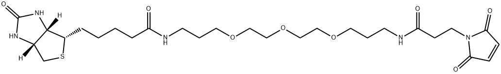 1H-Thieno[3,4-d]imidazole-4-pentanamide, N-[17-(2,5-dihydro-2,5-dioxo-1H-pyrrol-1-yl)-15-oxo-4,7,10-trioxa-14-azaheptadec-1-yl]hexahydro-2-oxo-, (3aS,4S,6aR)- Struktur