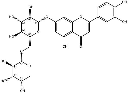 luteolin-7-O-α-L-arabinopyranosyl (1→6)-β-D-glucopyranoside Struktur