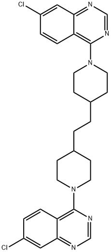 4,4'-(1,2-ETHANEDIYLDI-4,1-PIPERIDINEDIYL)BIS(7-CHLOROQUINAZOLINE) 化学構造式