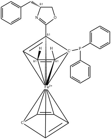 (2S)-1-[(4S)-4,5-二氢-4-(苯基甲基)-2-噁唑基]-2-(二苯基膦)二茂铁, 541540-58-3, 结构式