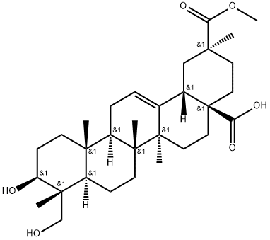 (4R,20S)-3β,23-ジヒドロキシオレアナ-12-エン-28,29-二酸29-メチル 化学構造式