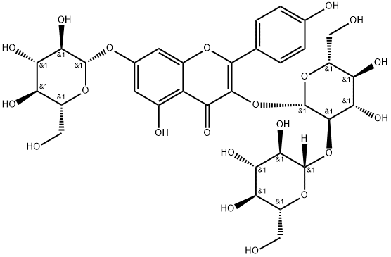 山柰酚-3-O-槐二糖-7-O-葡萄糖苷, 55136-76-0, 结构式