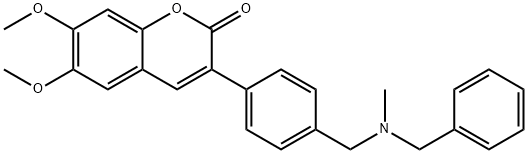 3-(4-{[ベンジル(メチル)アミノ]メチル}フェニル)-6,7-ジメトキシ-2H-クロメン-2-オン 化学構造式