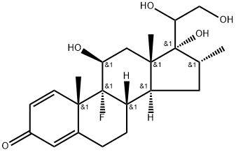 Pregna-1,4-dien-3-one, 9-fluoro-11,17,20,21-tetrahydroxy-16-methyl-, (11β,16α)- (9CI) Structure