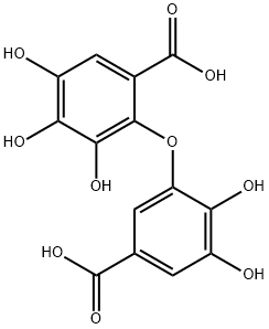 Benzoic acid, 2-(5-carboxy-2,3-dihydroxyphenoxy)-3,4,5-trihydroxy- Structure