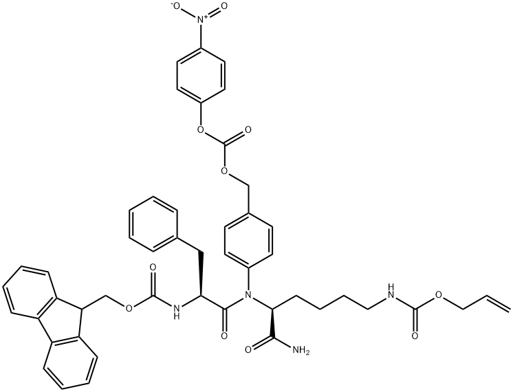 Fmoc-Phe-Lys(Alloc)-pAB-PNP,573698-77-8,结构式