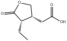 3-Furanacetic acid, 4-ethyltetrahydro-5-oxo-, (3R,4S)- Struktur