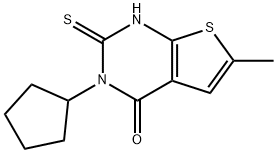 3-cyclopentyl-6-methyl-2-sulfanylidene-1H-thieno[2,3-d]pyrimidin-4-one Struktur
