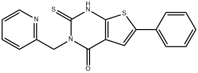 6-phenyl-3-(pyridin-2-ylmethyl)-2-sulfanylidene-1H-thieno[2,3-d]pyrimidin-4-one Struktur