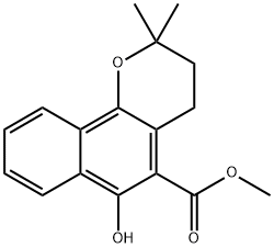 3,4-ジヒドロ-6-ヒドロキシ-2,2-ジメチル-2H-ナフト[1,2-b]ピラン-5-カルボン酸メチル 化学構造式
