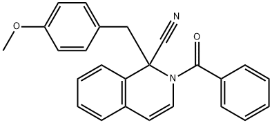 2-BENZOYL-1-(4-METHOXYBENZYL)-1,2-DIHYDROISOQUINOLINE-1-CARBONITRILE, 61010-37-5, 结构式