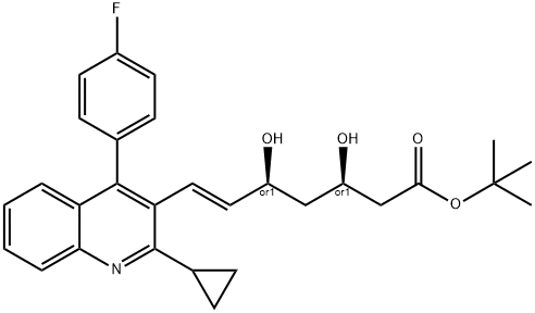 6-Heptenoic acid, 7-[2-cyclopropyl-4-(4-fluorophenyl)-3-quinolinyl]-3,5-dihydroxy-, 1,1-dimethylethyl ester, (3R,5S,6E)-rel- Struktur