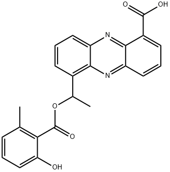1-Phenazinecarboxylic acid, 6-[1-[(2-hydroxy-6-methylbenzoyl)oxy]ethyl]- Struktur