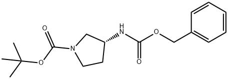 1-Pyrrolidinecarboxylic acid, 3-[[(phenylmethoxy)carbonyl]amino]-, 1,1-dimethylethyl ester, (3R)-,655785-25-4,结构式