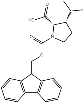1,2-Pyrrolidinedicarboxylic acid, 3-(1-methylethyl)-, 1-(9H-fluoren-9-ylmethyl) ester, (2S,3S)- Struktur