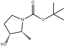 (R,R)-3-羟基-2-甲基吡咯烷-1-羧酸叔丁酯 结构式