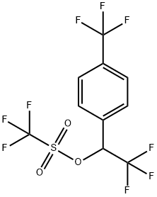 Methanesulfonic acid, 1,1,1-trifluoro-, 2,2,2-trifluoro-1-[4-(trifluoromethyl)phenyl]ethyl ester Struktur