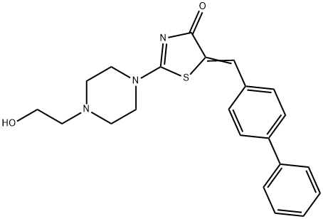 5-([1,1'-biphenyl]-4-ylmethylene)-2-[4-(2-hydroxyethyl)-1-piperazinyl]-1,3-thiazol-4(5H)-one Structure