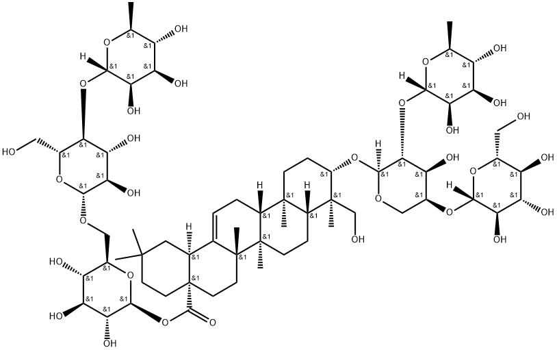 68027-14-5 3-O-Β-D-葡萄糖( 1→4)-[ A -L-鼠李糖(1→2)]- A-L-阿拉伯糖 常春藤配基- 28-O-鼠李糖(1→4)葡萄糖(1→6)葡萄糖苷