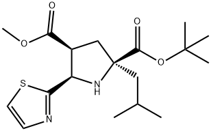 4-Methyl 2-(2-methyl-2-propanyl) (2S,4S,5R)-2-isobutyl-5-(1,3-thiazol-2-yl)-2,4-pyrrolidinedicarboxylate, 687636-12-0, 结构式