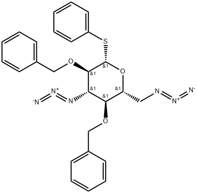 Phenyl 3,6-diazido-3,6-dideoxy-2,4-bis-O-(phenylmethyl)-1-thio-beta-D-glucopyranoside Struktur