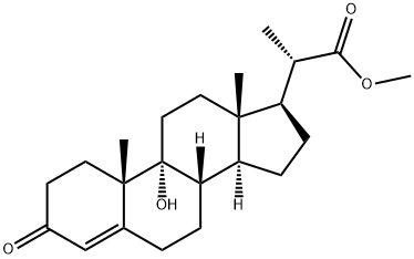 Pregn-4-ene-20-carboxylic acid, 9-hydroxy-3-oxo-, methyl ester, (20S)- Structure