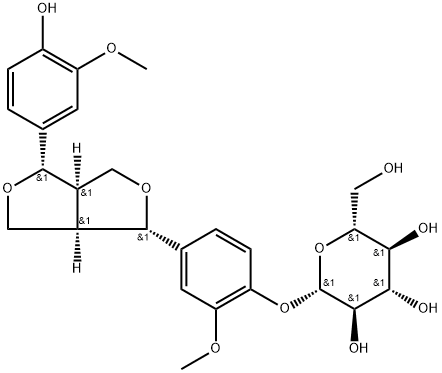 ピノレシノール 4-O-β-D-グルコピラノシド 化学構造式