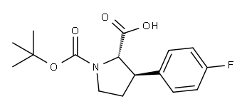 1,2-Pyrrolidinedicarboxylic acid, 3-(4-fluorophenyl)-, 1-(1,1-dimethylethyl) ester, (2S,3R)- Structure