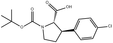1,2-Pyrrolidinedicarboxylic acid, 3-(4-chlorophenyl)-, 1-(1,1-dimethylethyl) ester, (2S,3R)-,700367-21-1,结构式