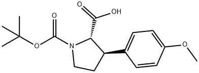 1,2-Pyrrolidinedicarboxylic acid, 3-(4-methoxyphenyl)-, 1-(1,1-dimethylethyl) ester, (2S,3R)- Structure