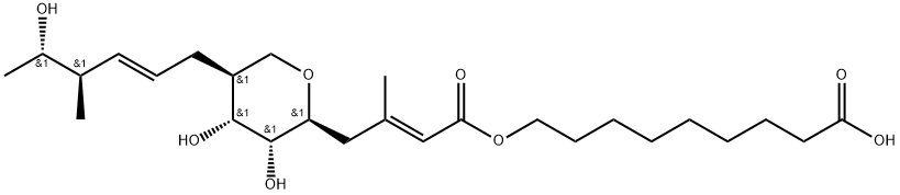 9-[[(2E)-4-[[(2S,3R,4R,5S)-3α,4α-ジヒドロキシ-5β-[(2E,4S,5S)-5-ヒドロキシ-4-メチル-2-ヘキセニル]テトラヒドロ-2H-ピラン]-2β-イル]-3-メチル-2-ブテノイル]オキシ]ノナン酸 化学構造式