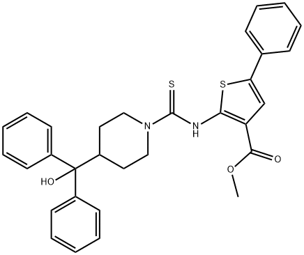 methyl 2-(4-(hydroxydiphenylmethyl)piperidine-1-carbothioamido)-5-phenylthiophene-3-carboxylate Structure
