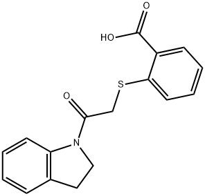 2-((2-(二氢吲哚-1-基)-2-氧代乙基)硫代)苯甲酸, 732992-66-4, 结构式