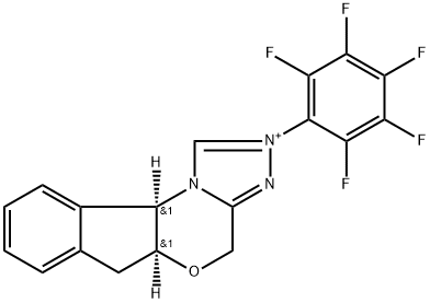 4H,6H-Indeno[2,1-b][1,2,4]triazolo[4,3-d][1,4]oxazinium, 5a,10b-dihydro-2-(2,3,4,5,6-pentafluorophenyl)-, (5aS,10bR)-,740816-13-1,结构式