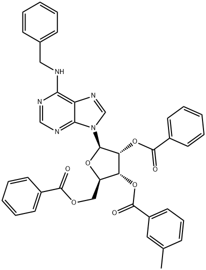 2',3',5'-Tri-O-benzoyl-N6-benzyl-2'-C-methyladenosine Structure