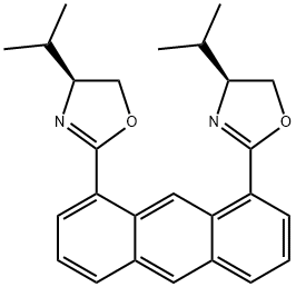 (4S,4′S)-2,2′-(1,8-蒽二基)双[4,5-二氢-4-(1-甲基乙基)噁唑, 756531-15-4, 结构式
