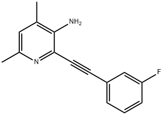 2-[2-(3-FLUOROPHENYL)ETHYNYL]-4,6-DIMETHYL-3-PYRIDINAMINE 结构式