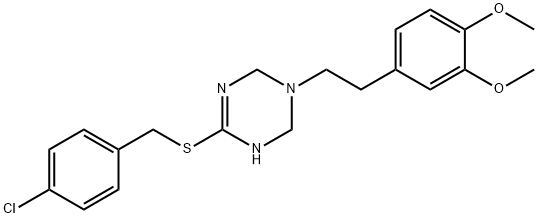 1-[2-(3,4-ジメトキシフェニル)エチル]-4-[(4-クロロベンジル)チオ]-1,2,3,6-テトラヒドロ-1,3,5-トリアジン 化学構造式