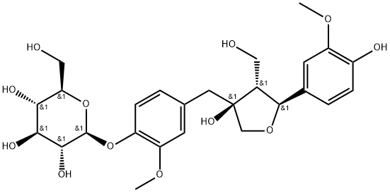 ()-Olivil 4″-O-glucoside, 76880-93-8, 结构式