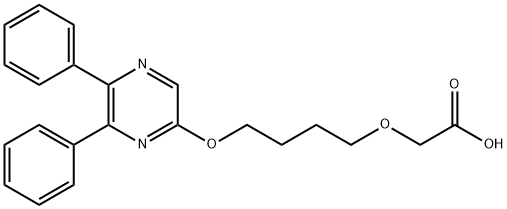 Acetic acid, 2-[4-[(5,6-diphenyl-2-pyrazinyl)oxy]butoxy]- Struktur