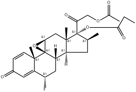 (6α,9β,11β,16β)-21-(Acetyloxy)-9,11-epoxy-6-fluoro-16-methyl-17-(1-oxopropoxy)-pregna-1,4-diene-3,20-dione, 79578-44-2, 结构式